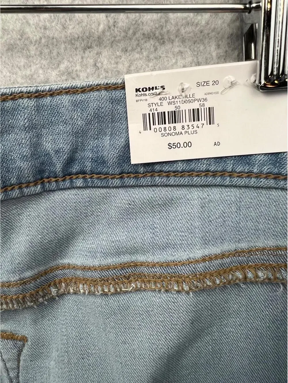 Sonoma Wide Leg High Rise Jeans Womens Plus Size 20 Relaxed Raw Hem Button Fly
